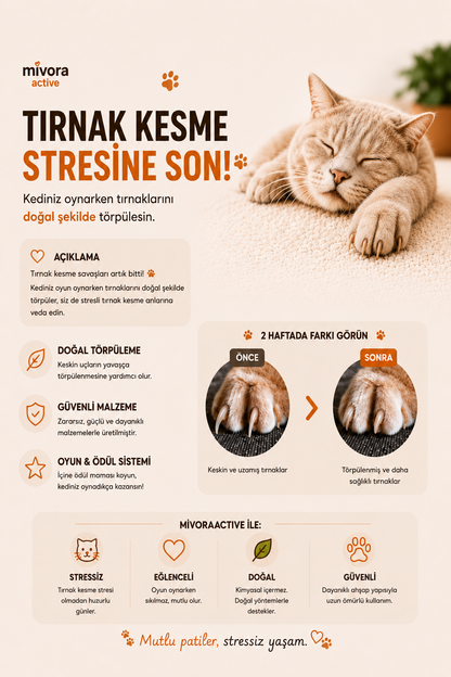 Mivora-Active™  Kediler İçin Oynarken Tırnak Törpüleme Kutusu
